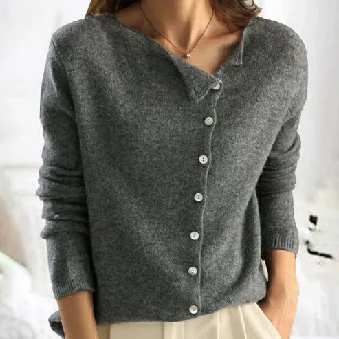 Simple Long Sleeve Sweater with Buttons