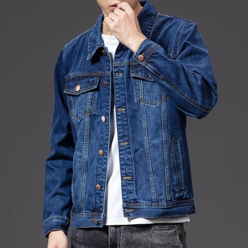 Classic Denim Jacket with Chest Pockets for Casual Wear