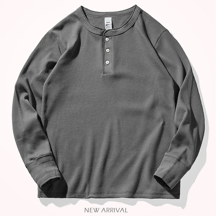 Waffle-Knit Henley Shirt