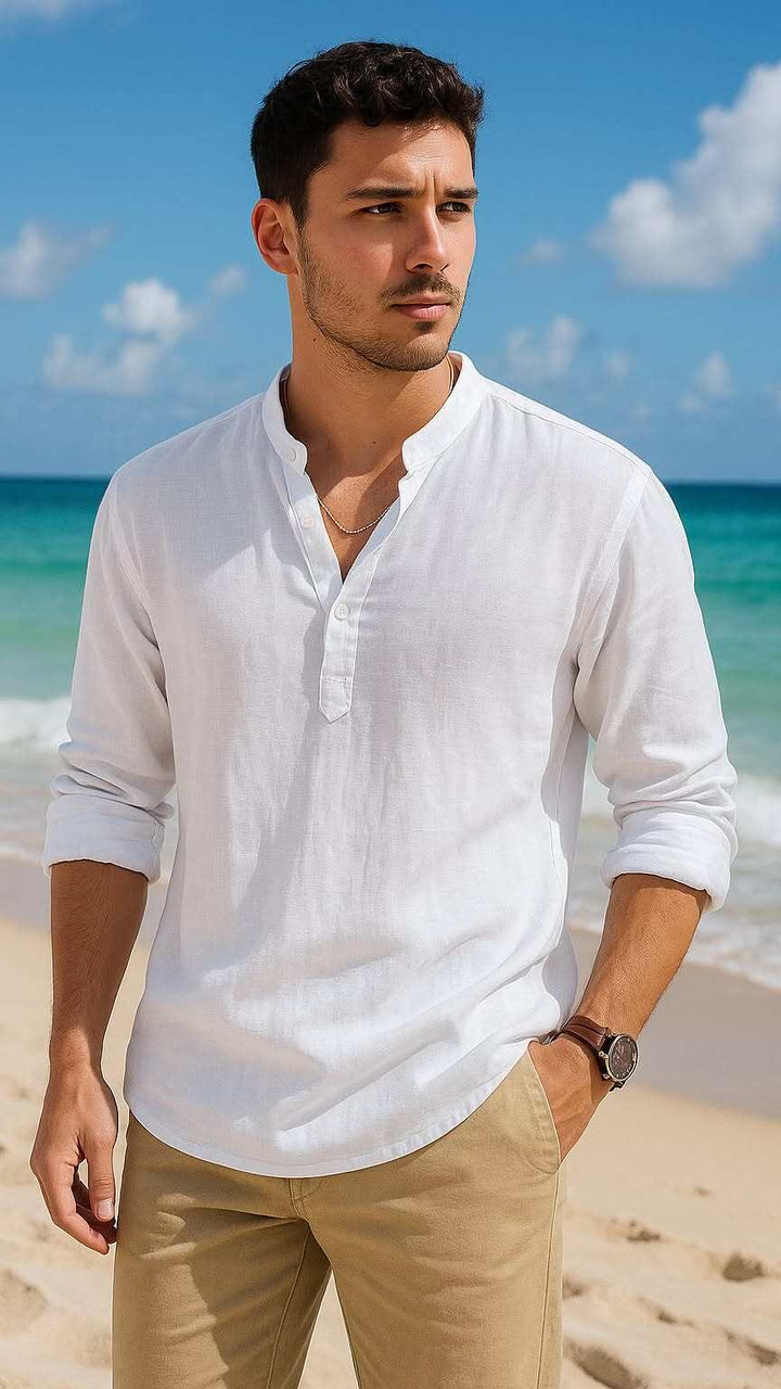 Premium Linen Henley