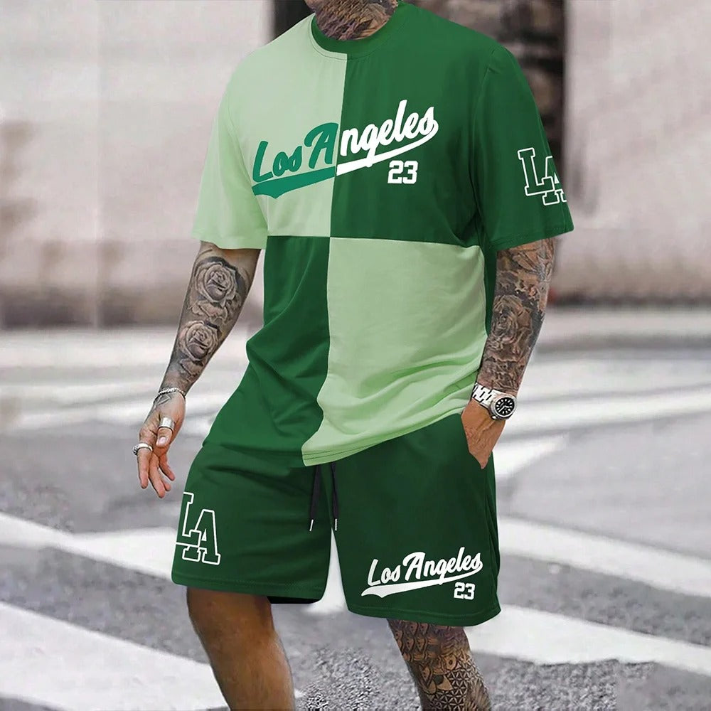 Men’s Two-Tone Graphic Streetwear Set