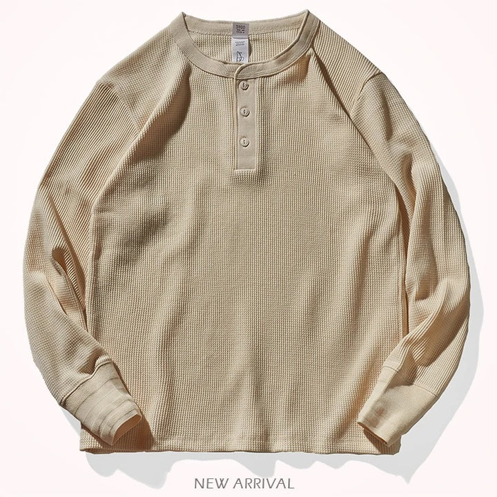 Waffle-Knit Henley Shirt