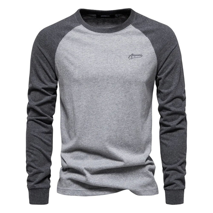Men’s Patchwork Round Neck Long Sleeve Shirt
