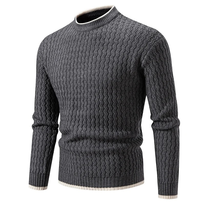 Textured Knit O-Neck Sweater