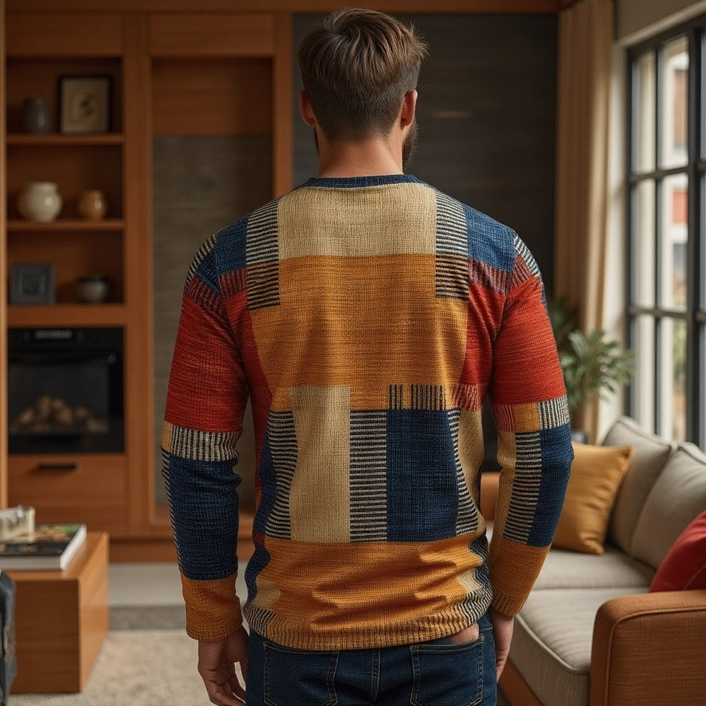Men’s Multicolor Cashmere Crew Neck Sweater