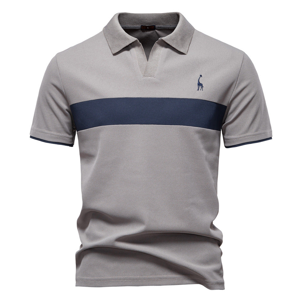 Men's Short-Sleeve Embroidered Stripe Polo Shirt
