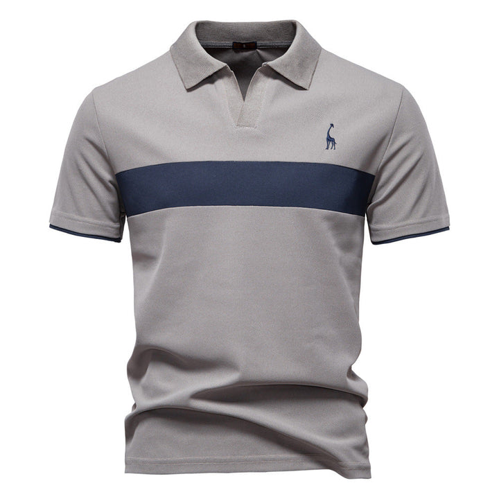 Men's Short-Sleeve Embroidered Stripe Polo Shirt