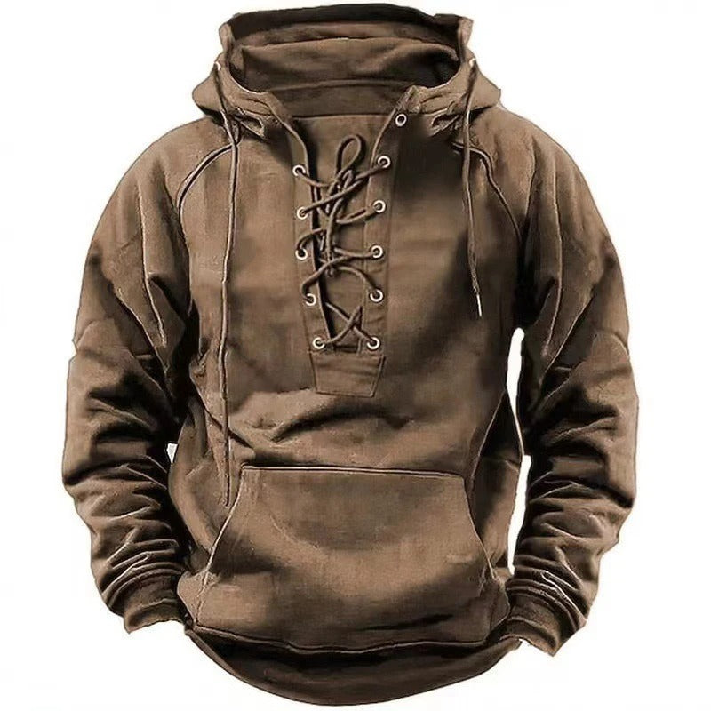 Lace-Up Hooded Pullover