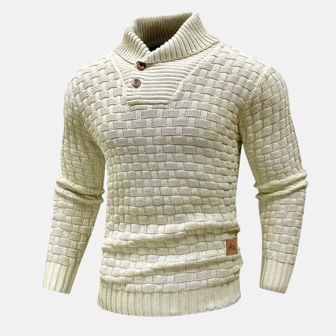 Men’s Slim Fit Textured Shawl Collar Knit Sweater