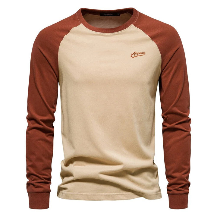 Men’s Patchwork Round Neck Long Sleeve Shirt