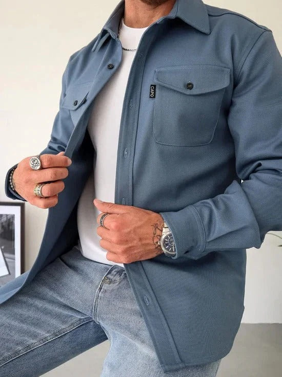Men's Casual Cotton Overshirt Lightweight Shirt Jacket