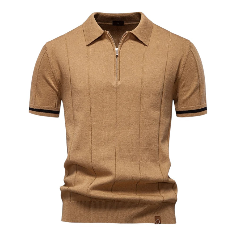 Men's Stretch Knit Texture Viscose Polo Shirt