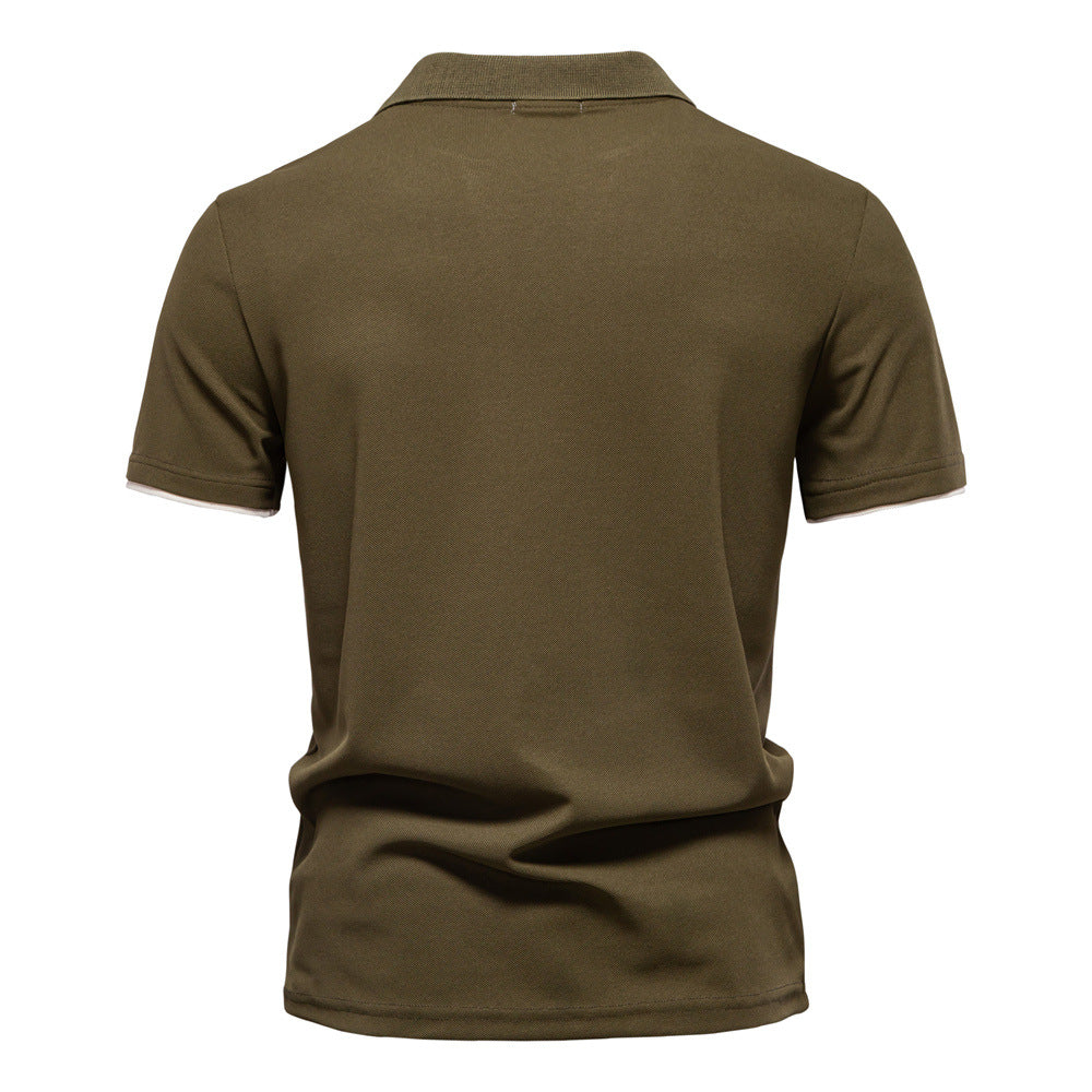 Men's Short-Sleeve Embroidered Stripe Polo Shirt