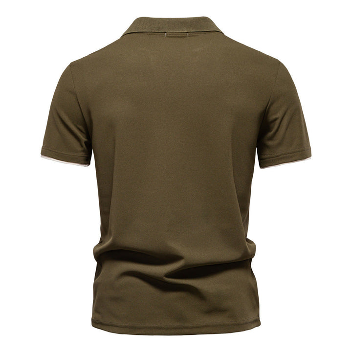 Men's Short-Sleeve Embroidered Stripe Polo Shirt