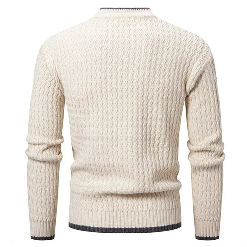 Textured Knit O-Neck Sweater