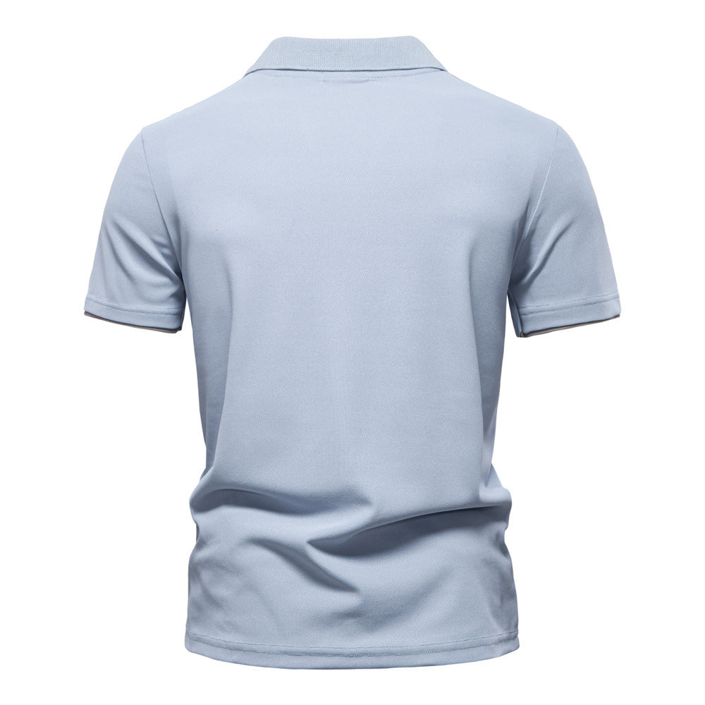 Men's Short-Sleeve Embroidered Stripe Polo Shirt