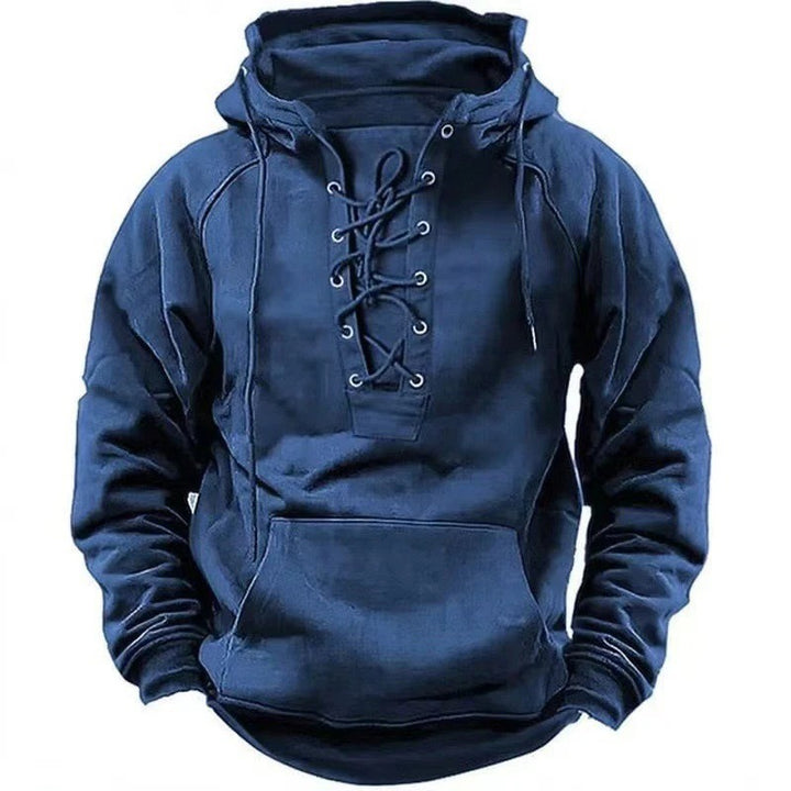 Lace-Up Hooded Pullover