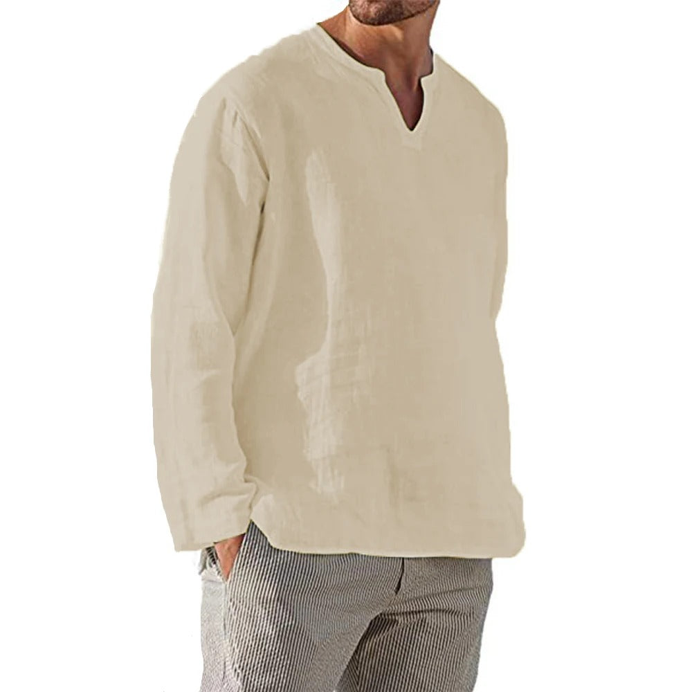 Men’s Casual Linen Long-Sleeve Shirt