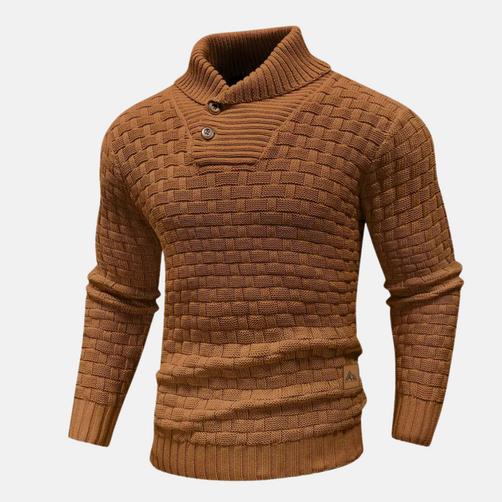 Men’s Slim Fit Textured Shawl Collar Knit Sweater