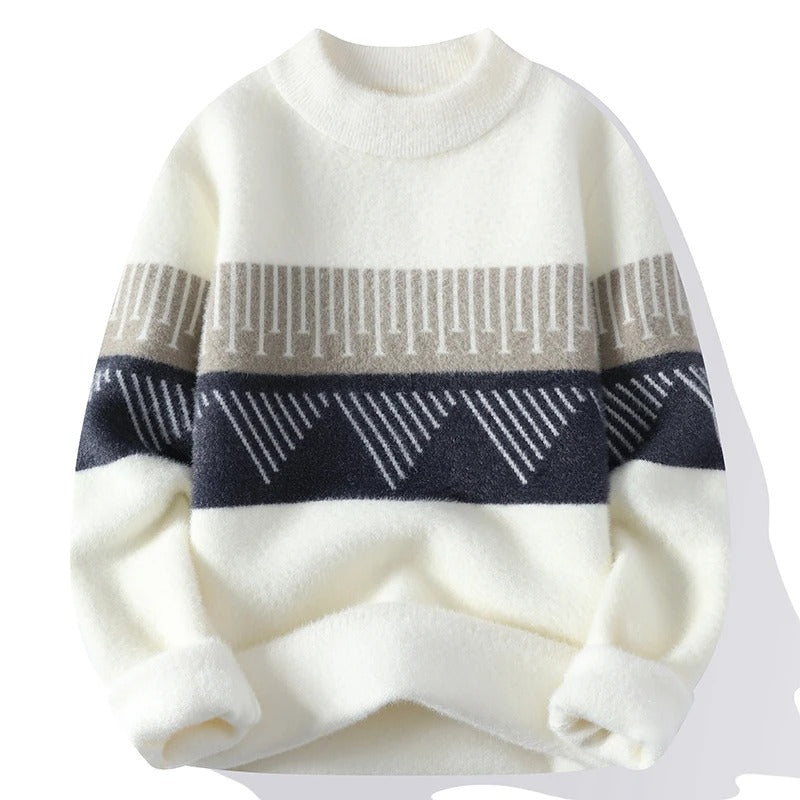 Cozy Thick Striped Knit Winter Sweater