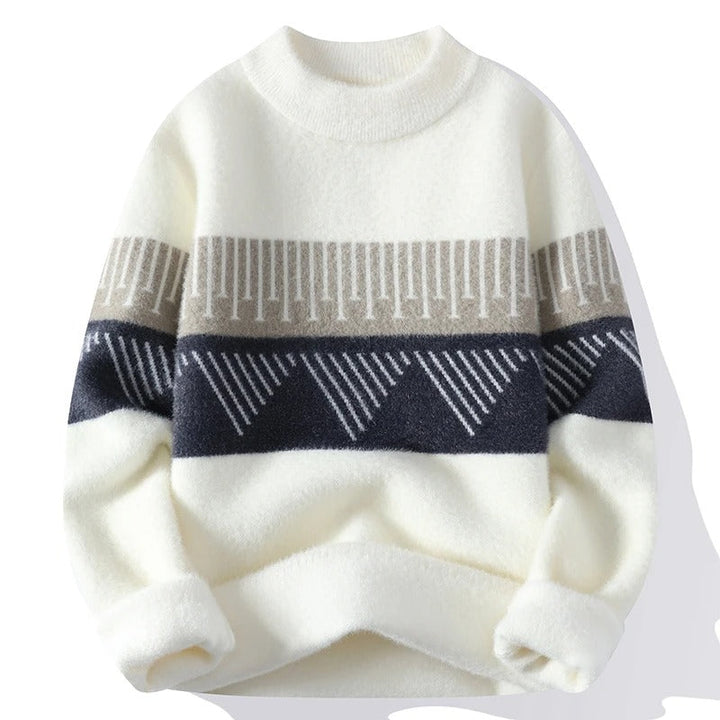 Cozy Thick Striped Knit Winter Sweater