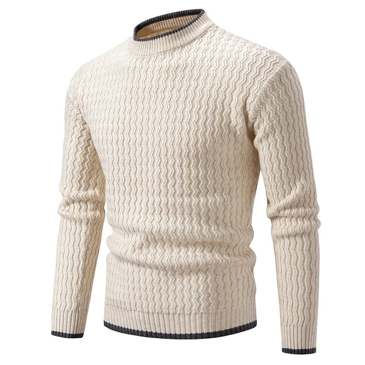 Textured Knit O-Neck Sweater