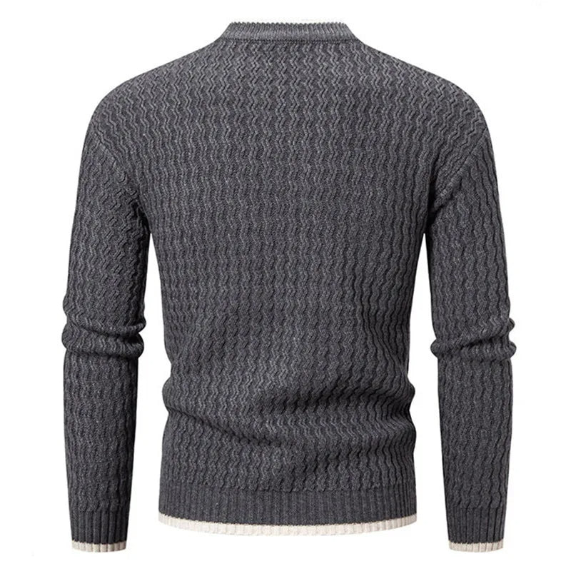 Textured Knit O-Neck Sweater