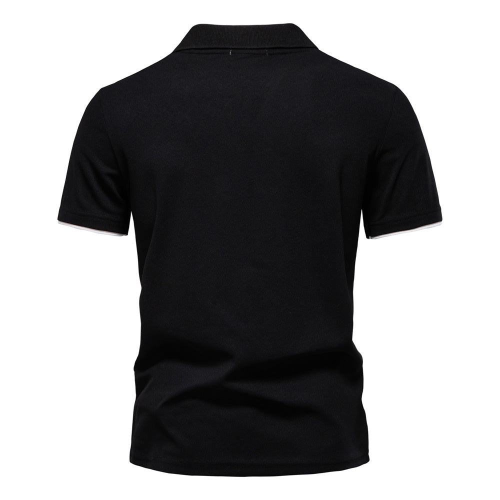 Men's Short-Sleeve Embroidered Stripe Polo Shirt