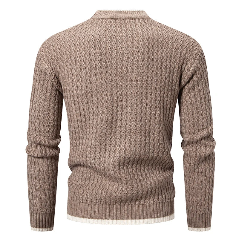 Textured Knit O-Neck Sweater