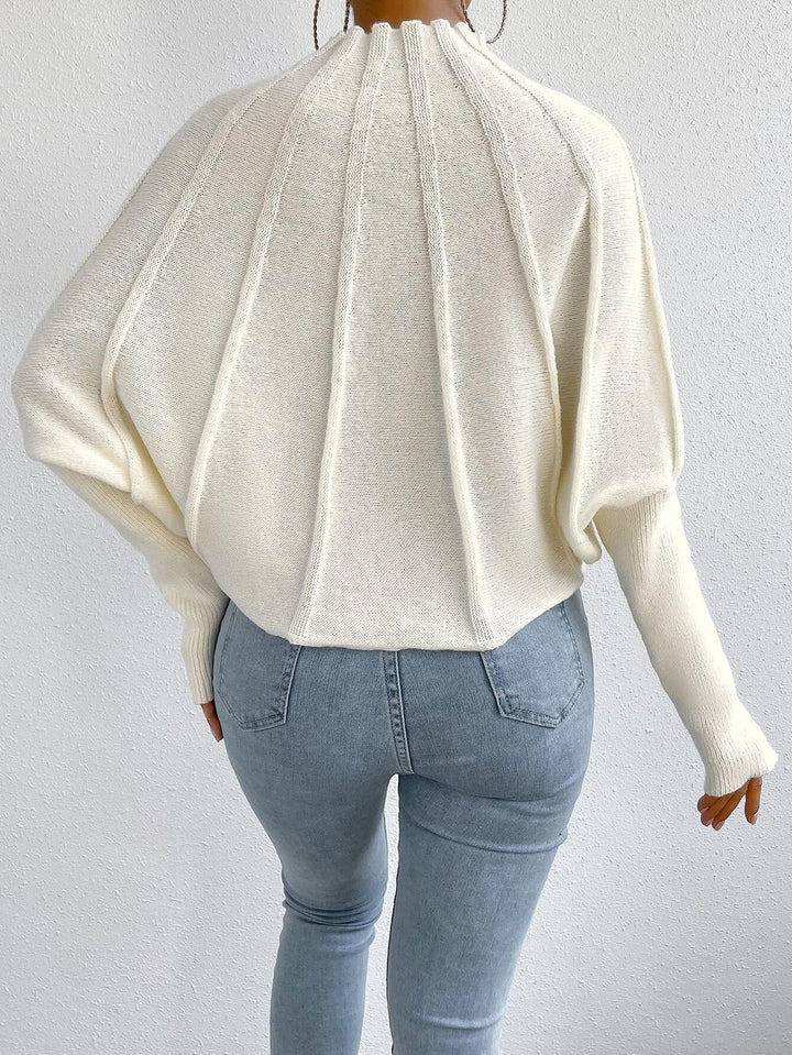 Cashmere Knit Sweater with Batwing Sleeves