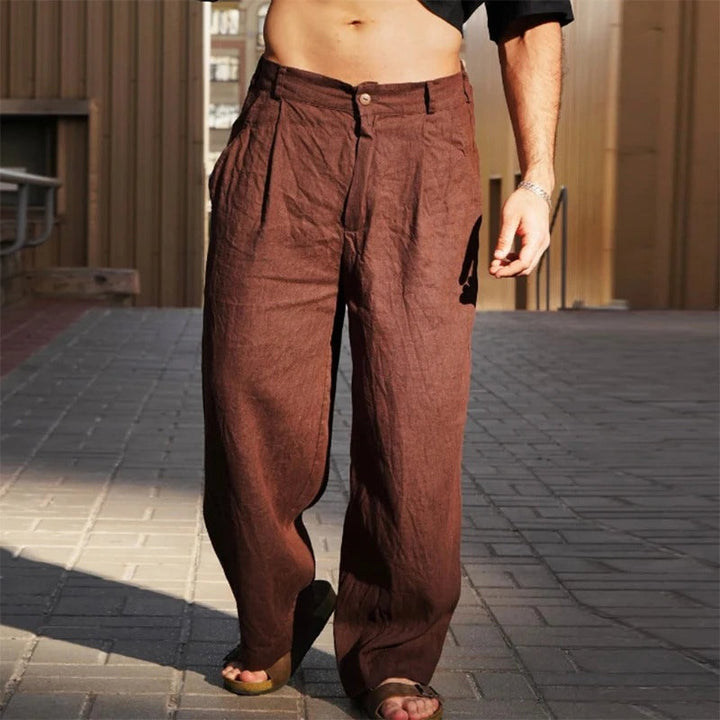 Wide Linen Blend Summer Pants