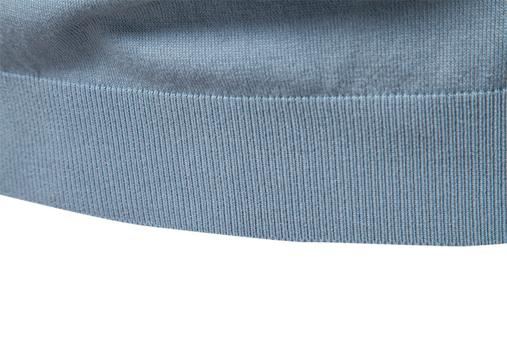Men's Two-Tone V-Neck Polo Shirt with Ribbed Trim