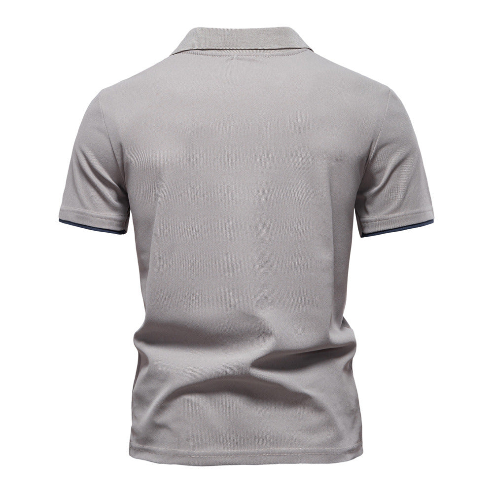 Men's Short-Sleeve Embroidered Stripe Polo Shirt