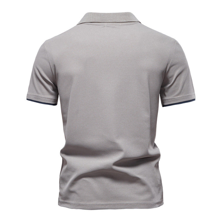 Men's Short-Sleeve Embroidered Stripe Polo Shirt