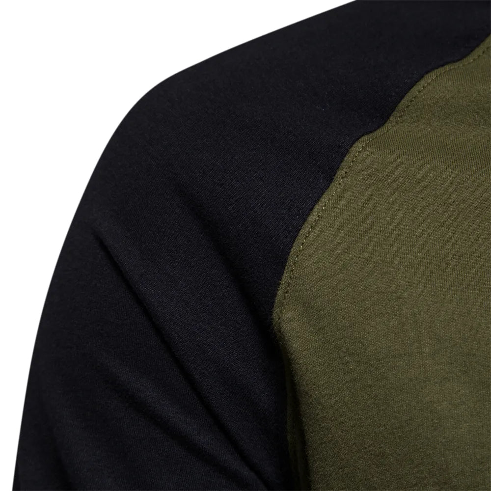 Men’s Patchwork Round Neck Long Sleeve Shirt