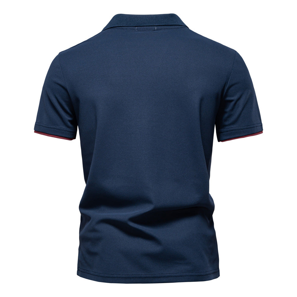Men's Short-Sleeve Embroidered Stripe Polo Shirt