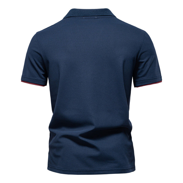 Men's Short-Sleeve Embroidered Stripe Polo Shirt