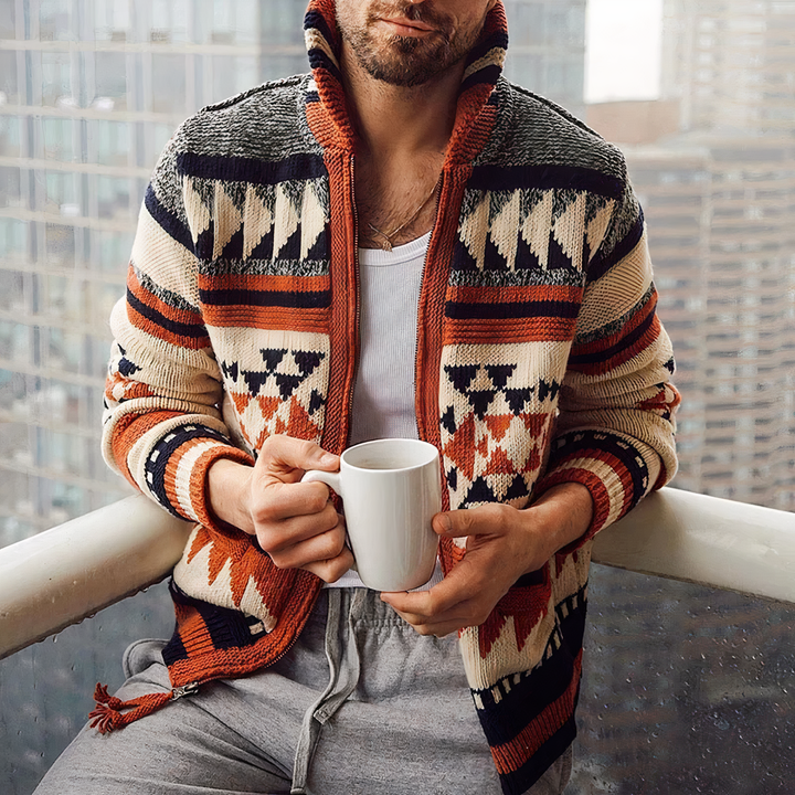 Men’s Retro Graphic Zip-Up Hoodie