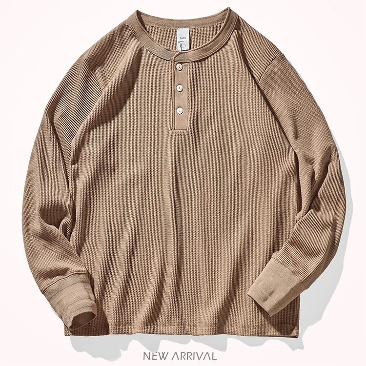 Waffle-Knit Henley Shirt