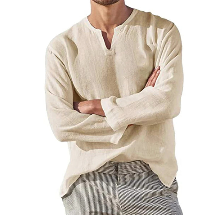 Men’s Casual Linen Long-Sleeve Shirt
