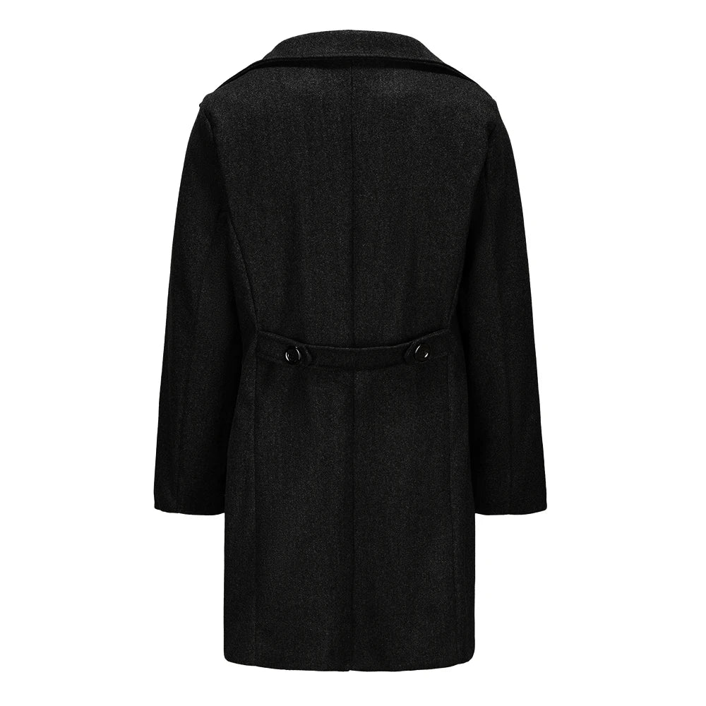 Men’s Double-Breasted Long Notched Collar Coat