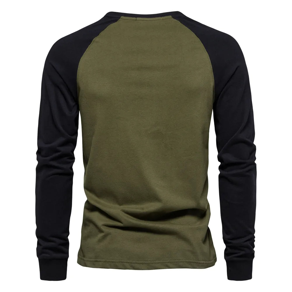 Men’s Patchwork Round Neck Long Sleeve Shirt