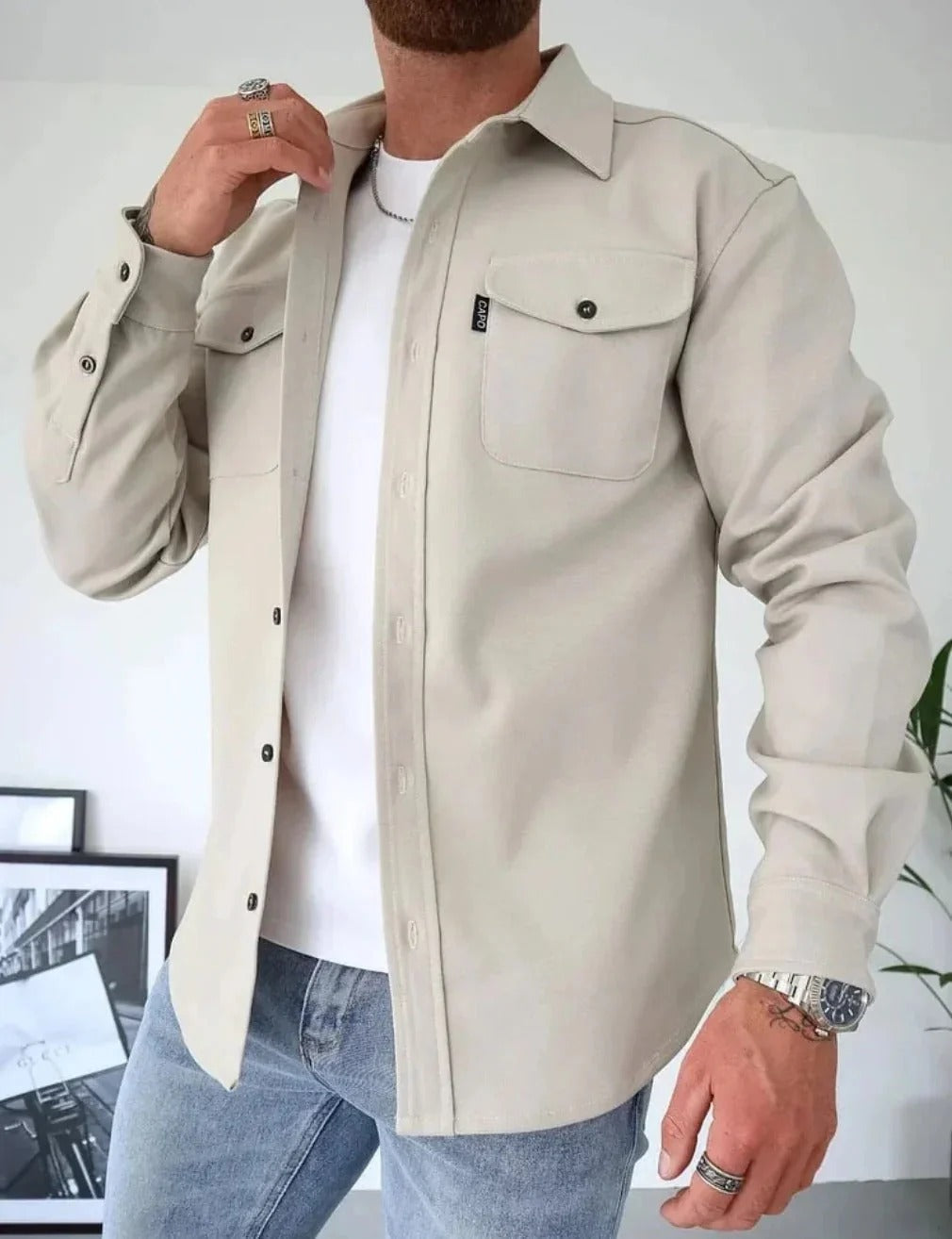 Men's Casual Cotton Overshirt Lightweight Shirt Jacket