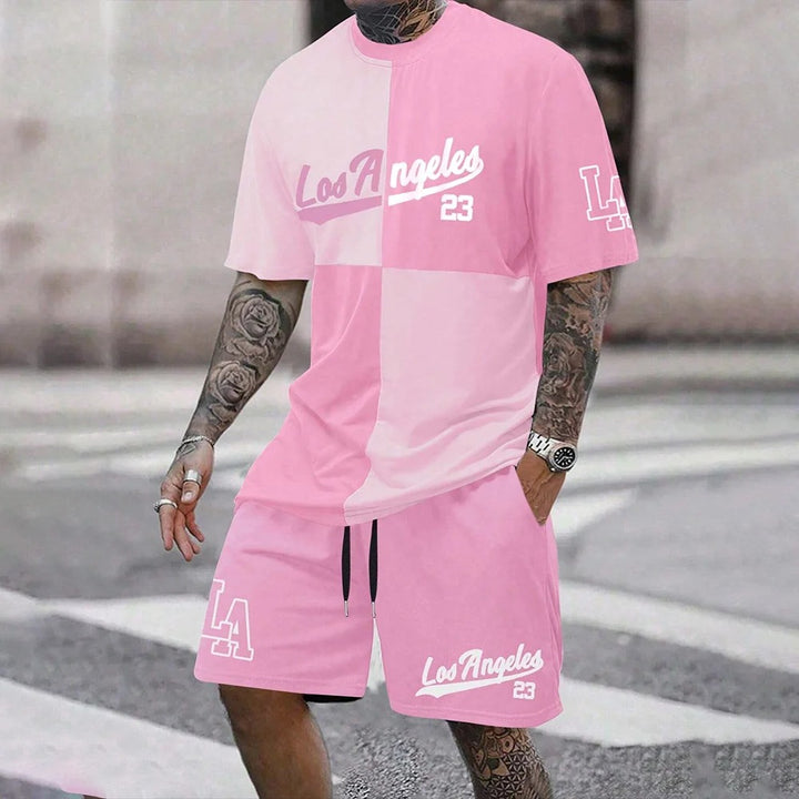 Men’s Two-Tone Graphic Streetwear Set