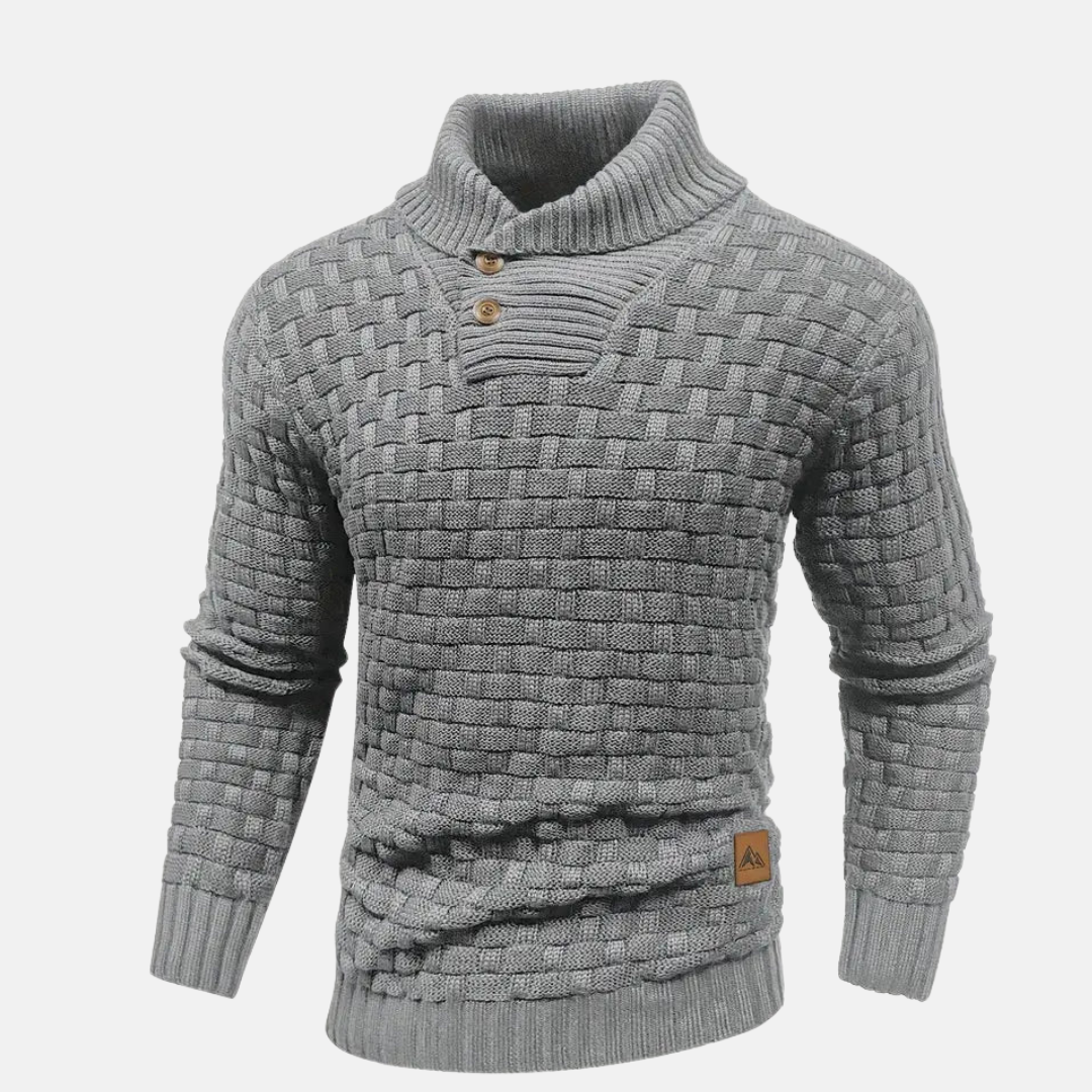 Men’s Slim Fit Textured Shawl Collar Knit Sweater