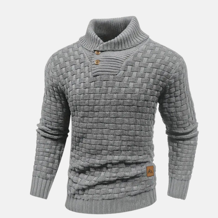Men’s Slim Fit Textured Shawl Collar Knit Sweater