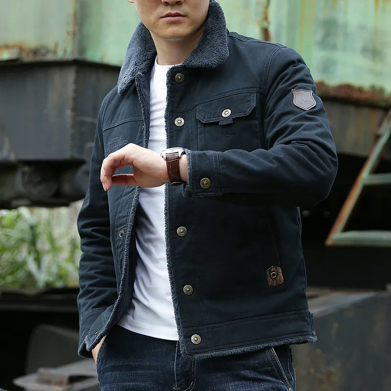 Men’s Cotton Fleece-Lined Jacket for Comfort and Style