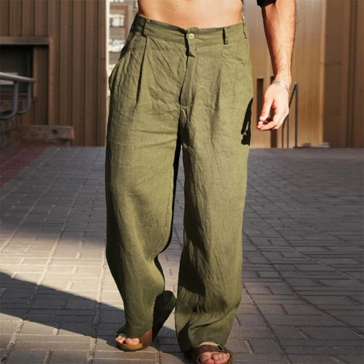 Wide Linen Blend Summer Pants