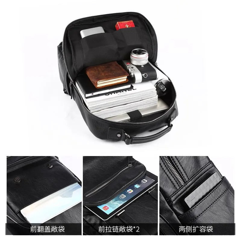 Luxury Leather Travel Backpack with Smart Organization