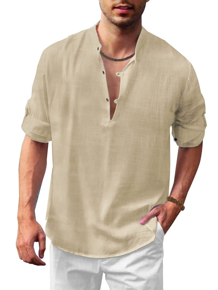 Full Size Half Button Long Sleeve Shirt Plus Size